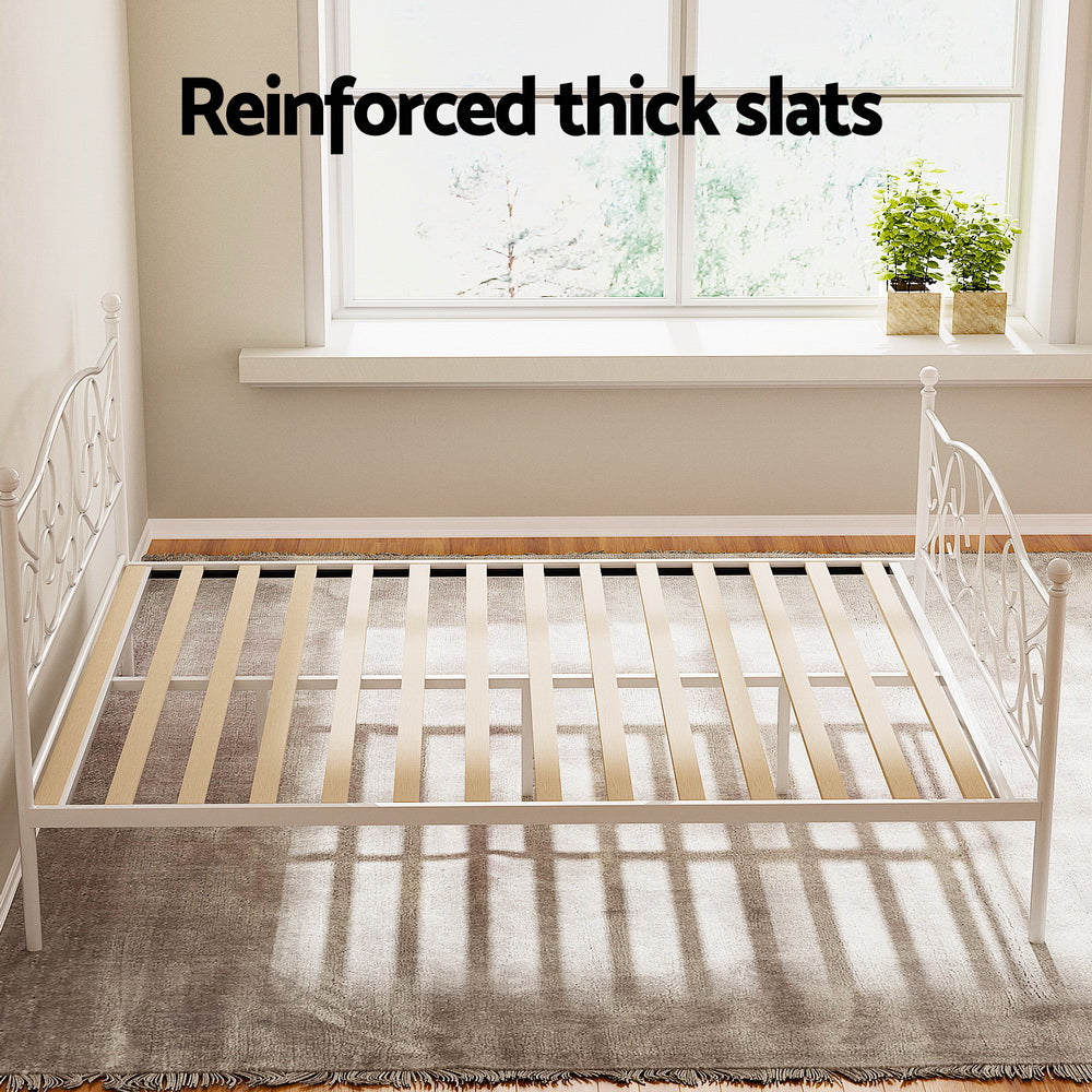 Provincial Style Metal Queen Bed Frame - White