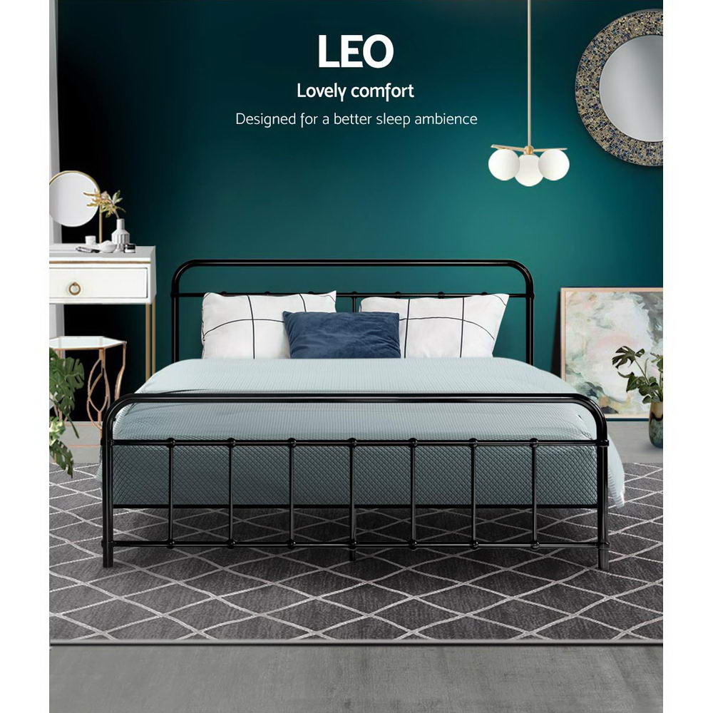 Leo Metal Queen Bed Frame Black