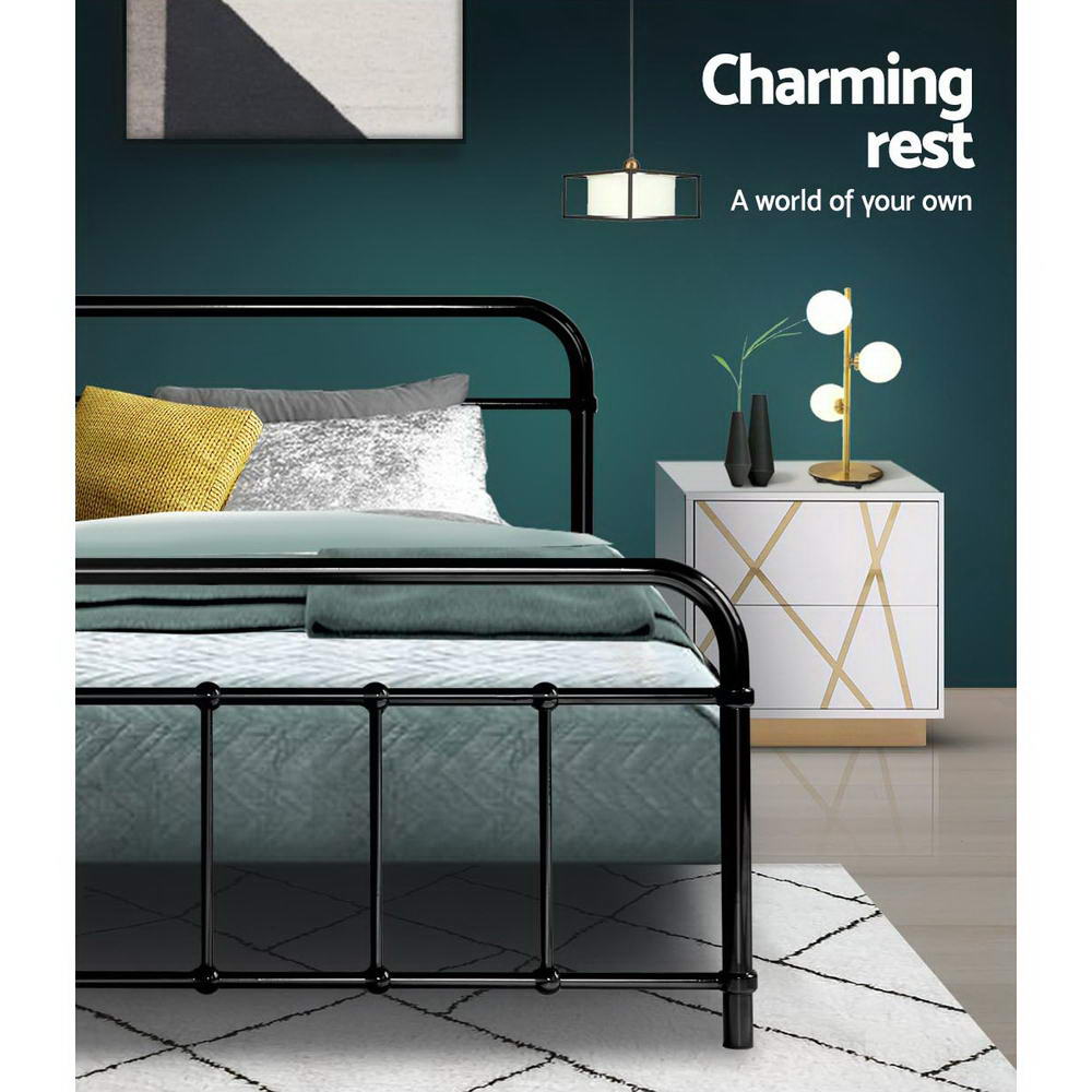 Leo Metal Queen Bed Frame Black