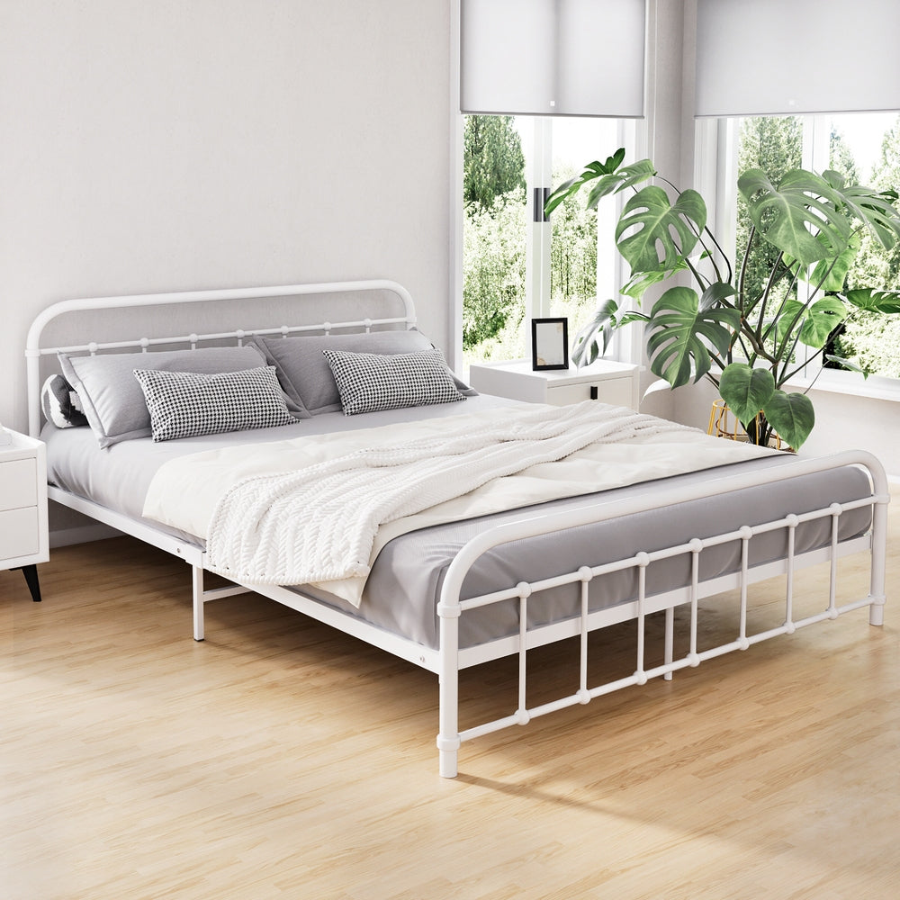 Leo Metal Queen Bed Frame White