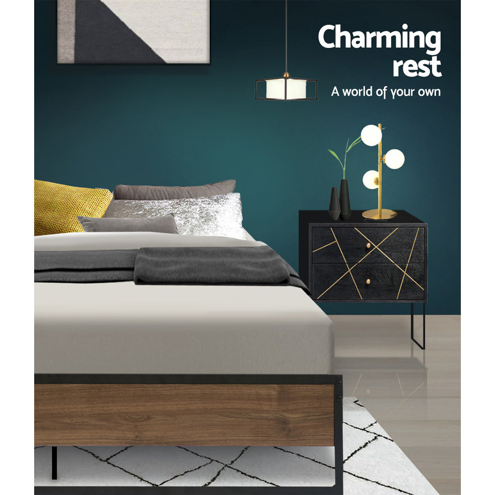 Oslo Metal & Wood Double Bed Frame
