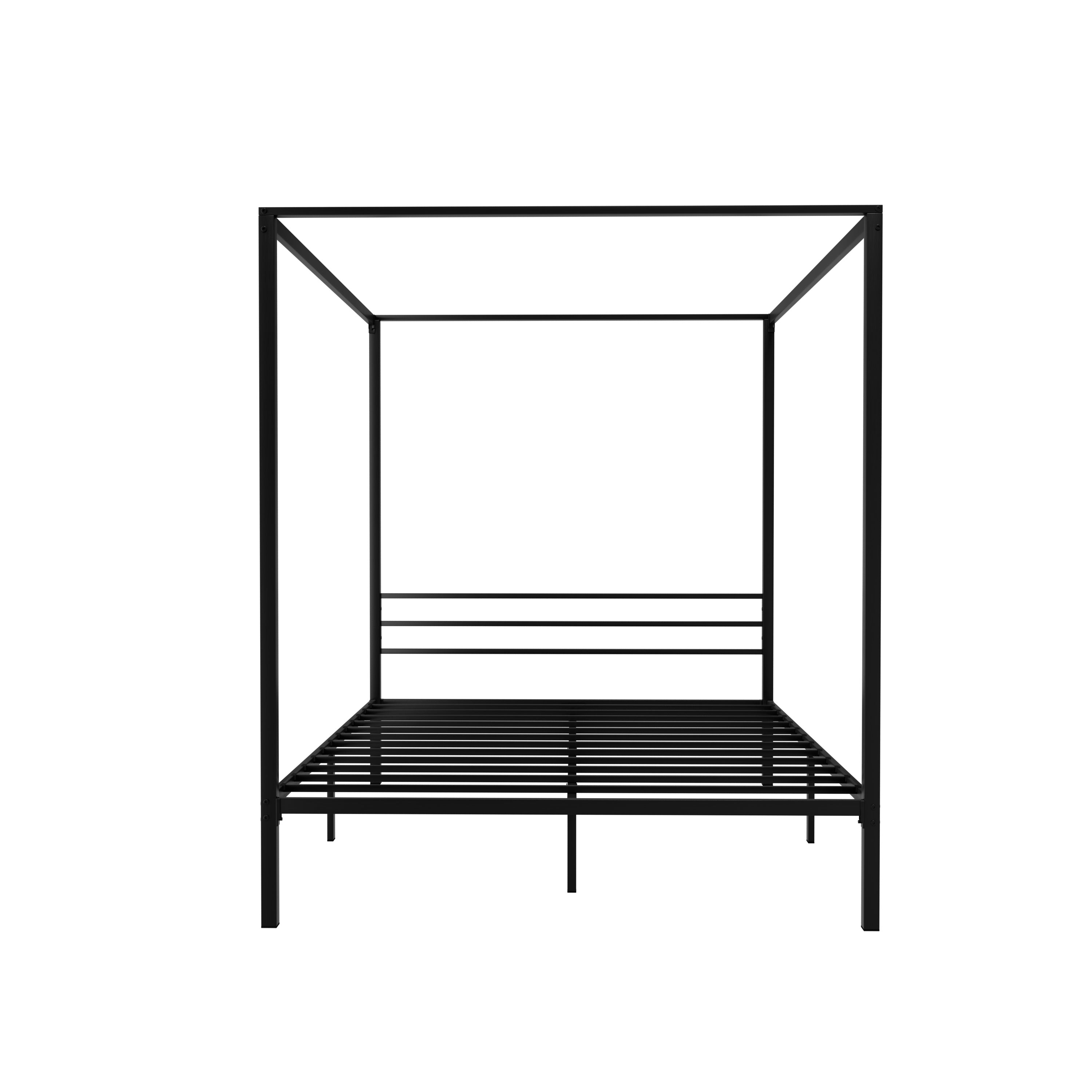 Metal Four Poster Queen Size Bed Frame Black