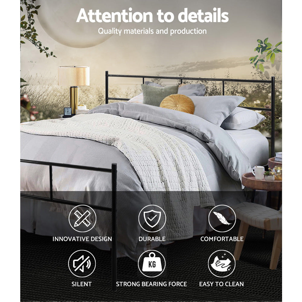 Wategos Metal Queen Bed Frame Black