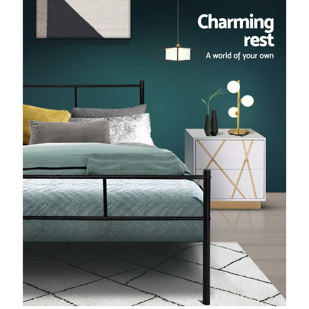 Wategos Metal Queen Bed Frame Black