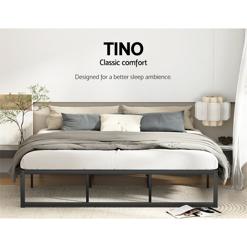 King Package | Tino Metal Bed Black & Serenity Euro Top Mattress (Medium Firm)