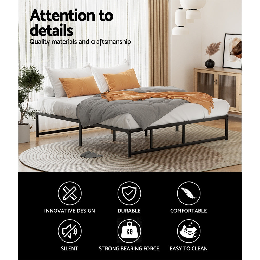 King Package | Tino Metal Bed Black & Serenity Euro Top Mattress (Medium Firm)