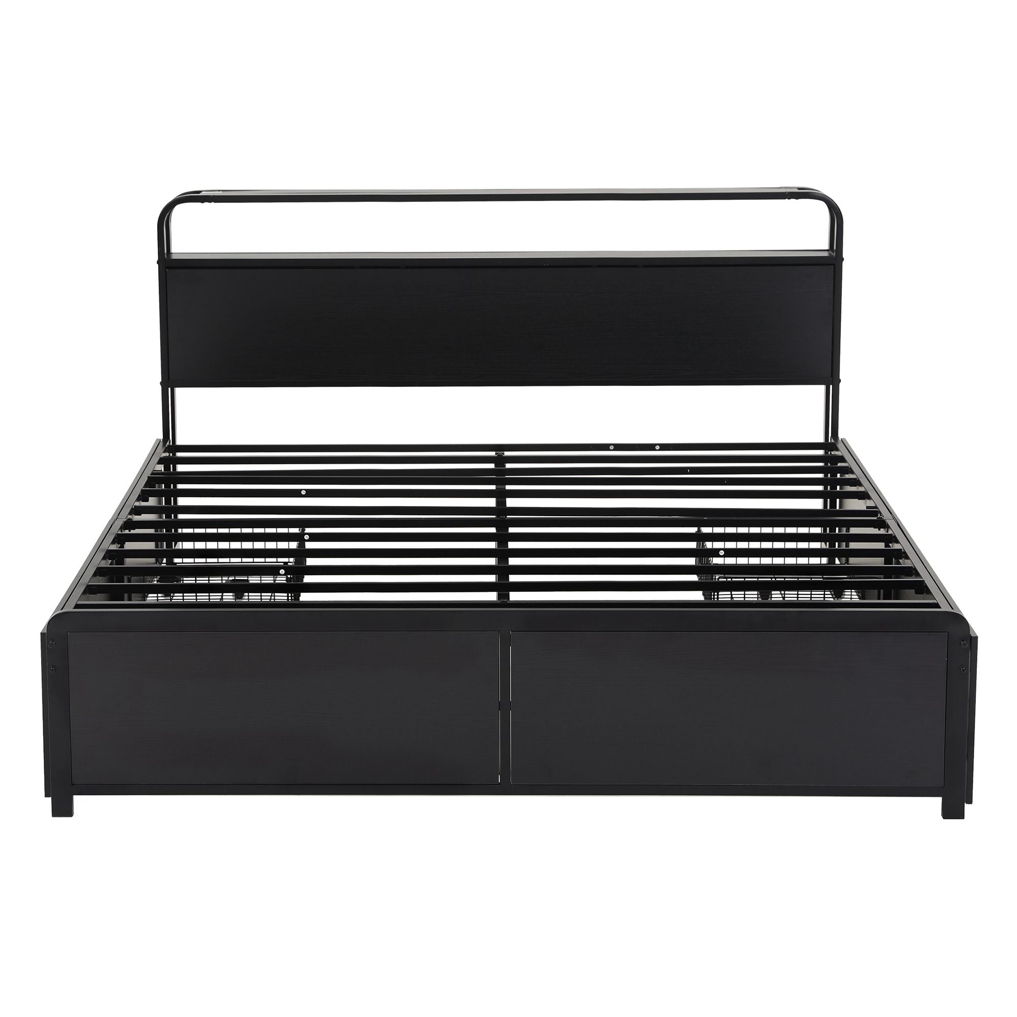 King Metal Bed Frame 4 Drawers Hidden Storage Headboard HEDY