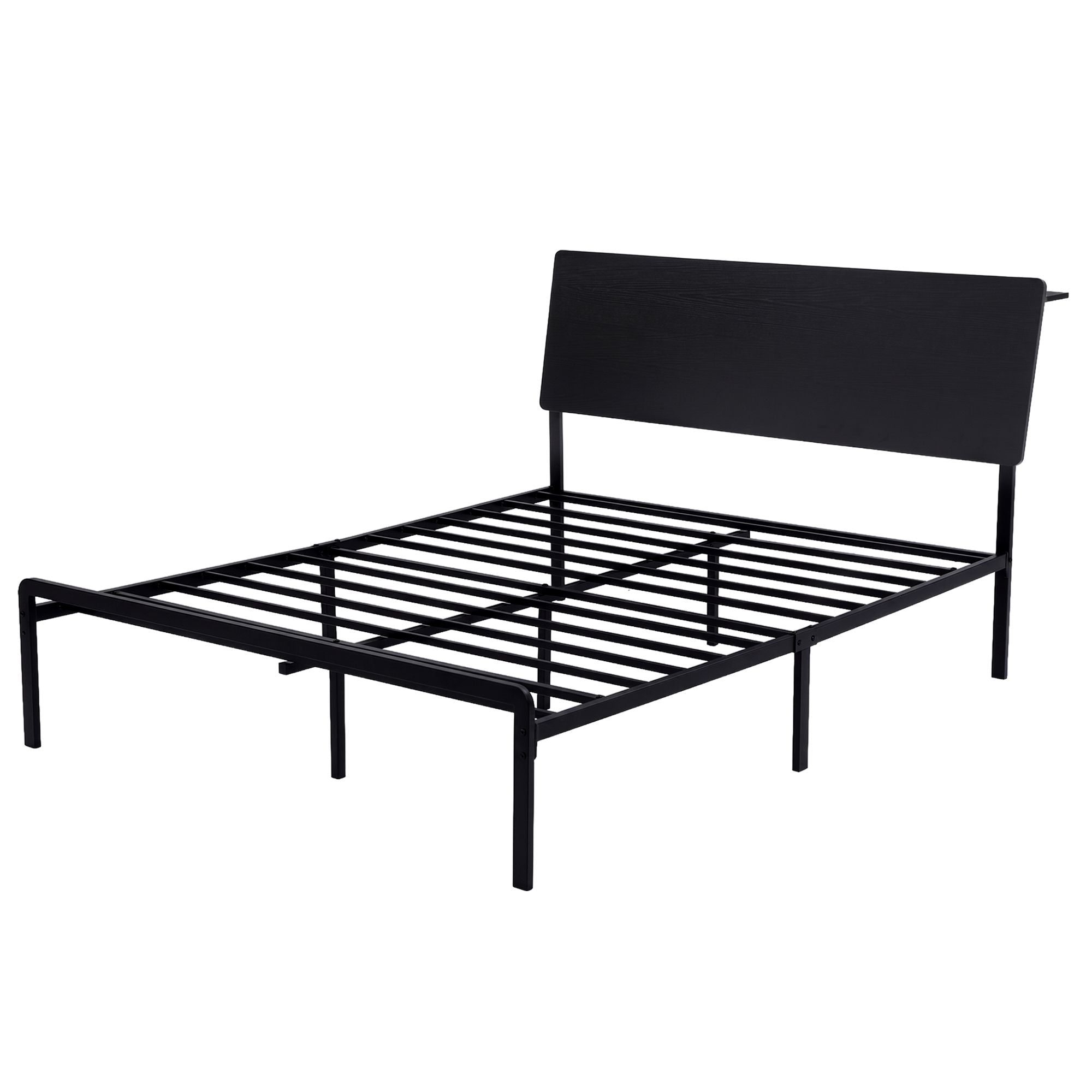 Bed Frame Queen Size LED Metal Bed Base with Charging Station LAN