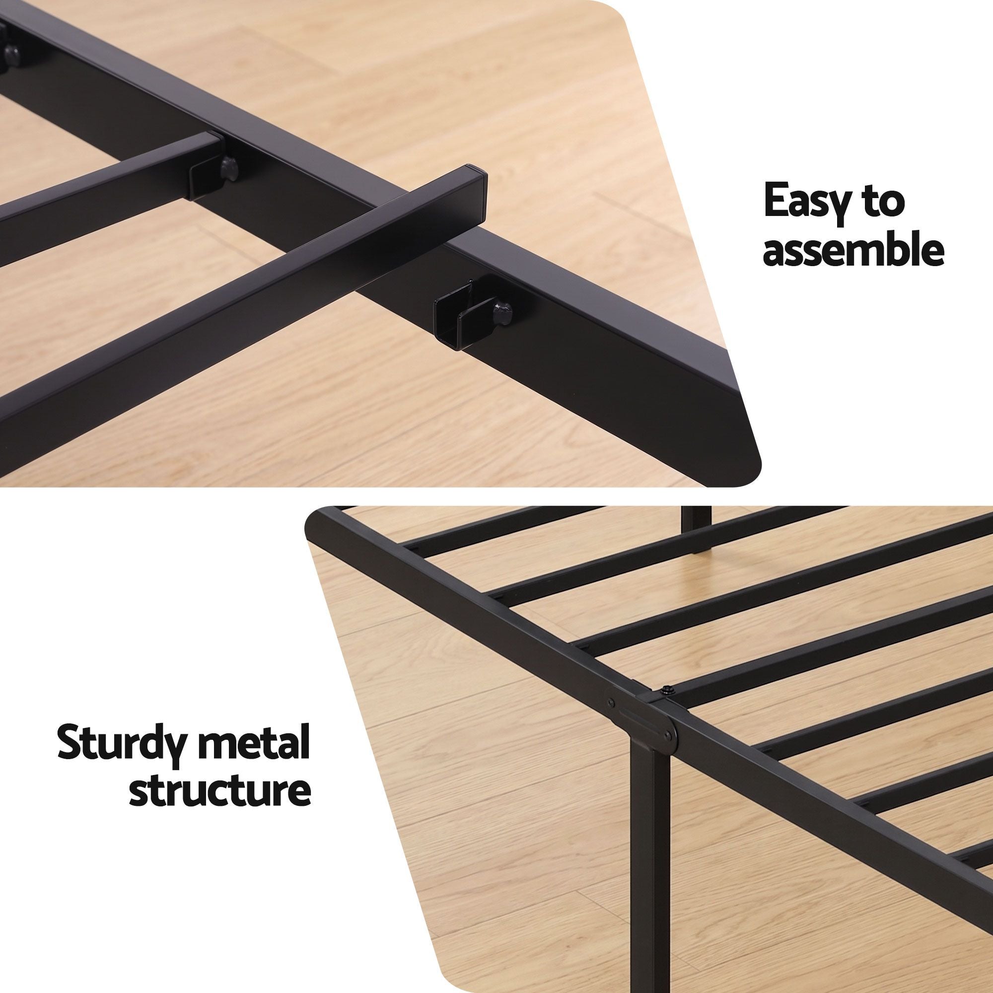 Single Size Bed Frame with Charging Station and Storage - Black