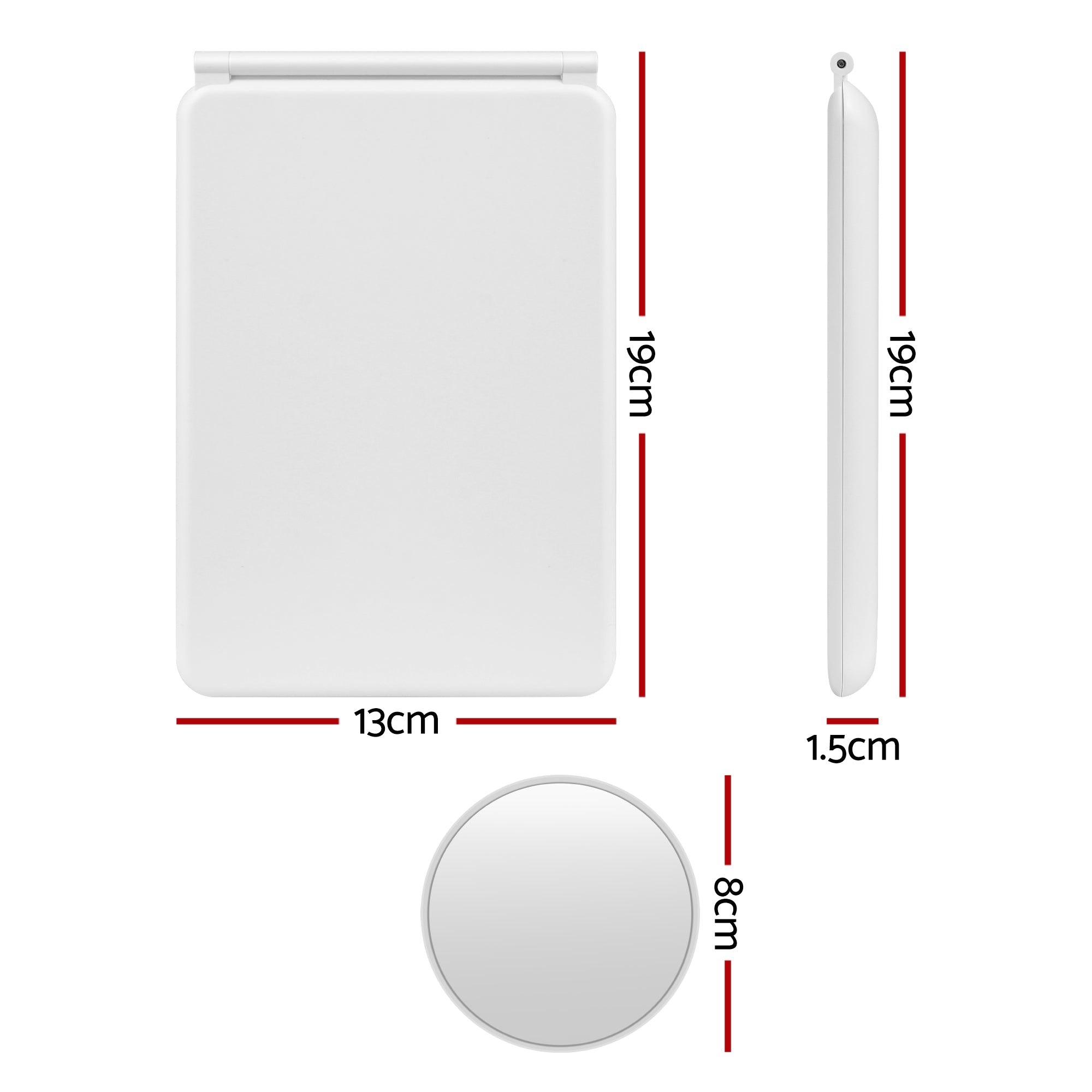 Portable Travel Makeup Mirror Rechargeable Makeup Mirror with Lights 10x Magnifier White