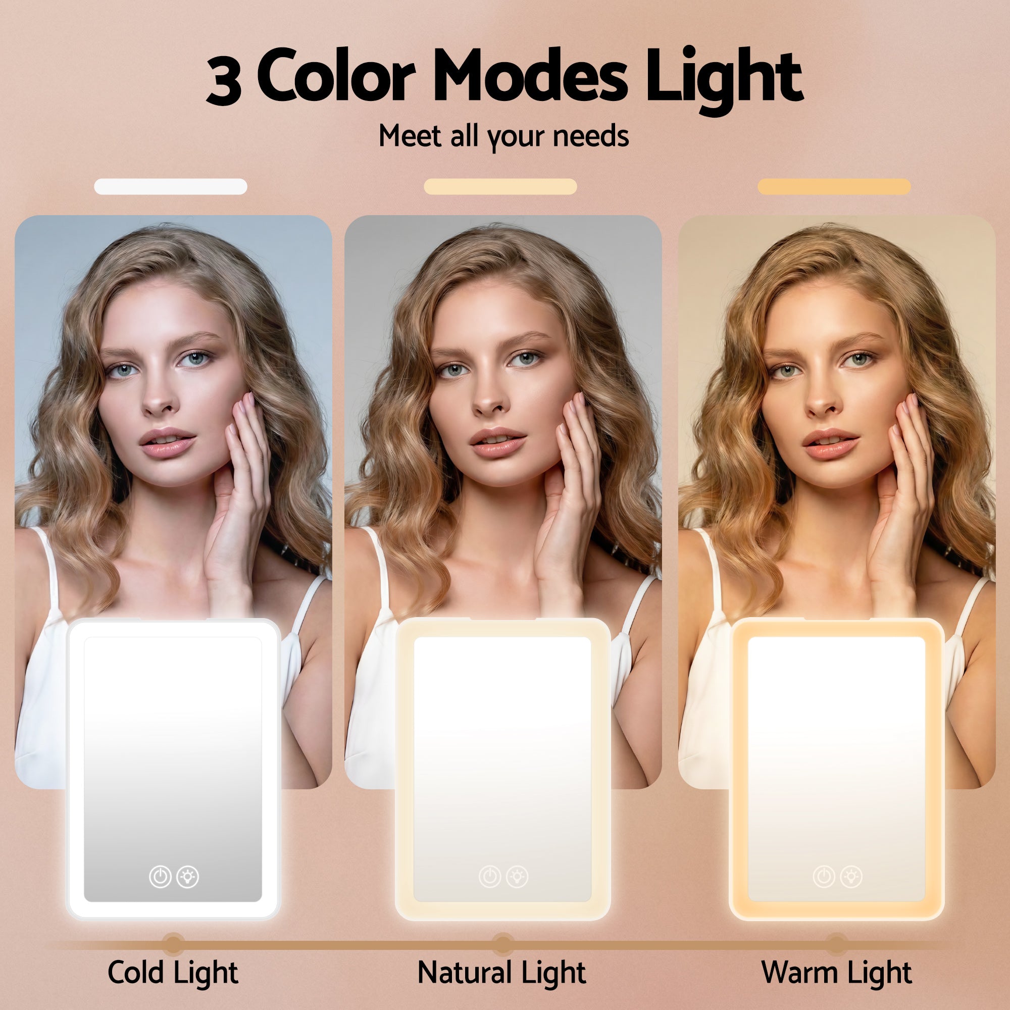 Portable Travel Makeup Mirror Rechargeable Makeup Mirror with Lights 10x Magnifier White