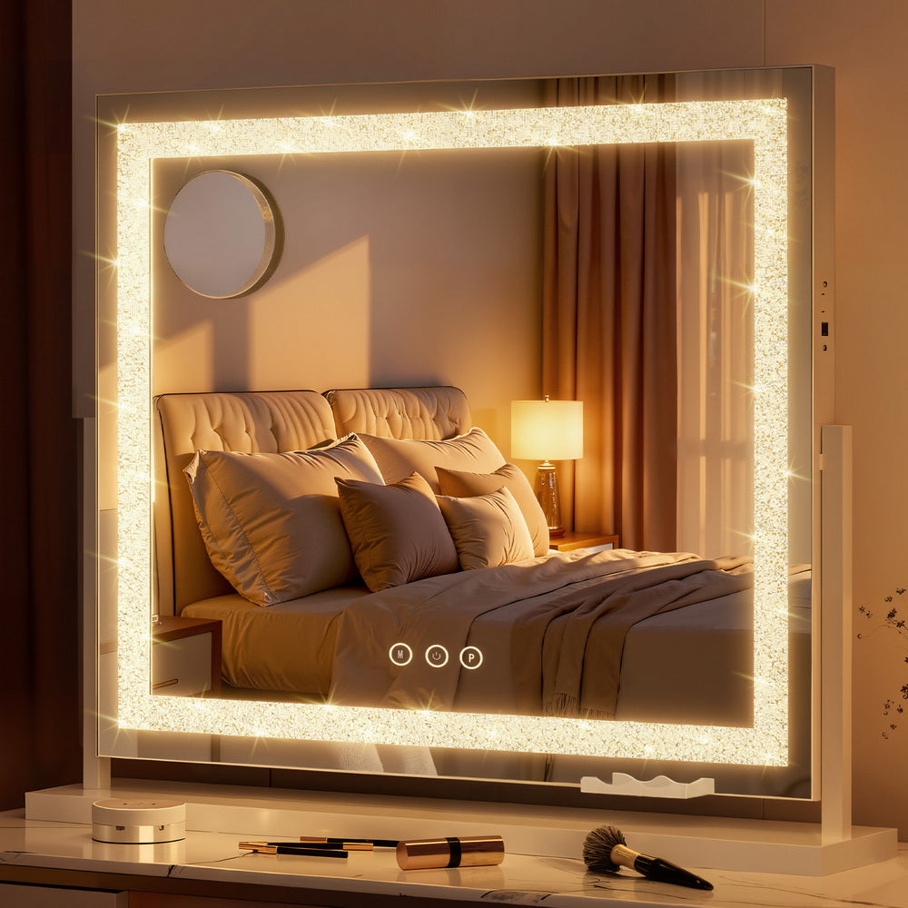 Makeup Mirror 60x50cm 360~ Rotatable Vanity Mirror with Lights Crystal LED