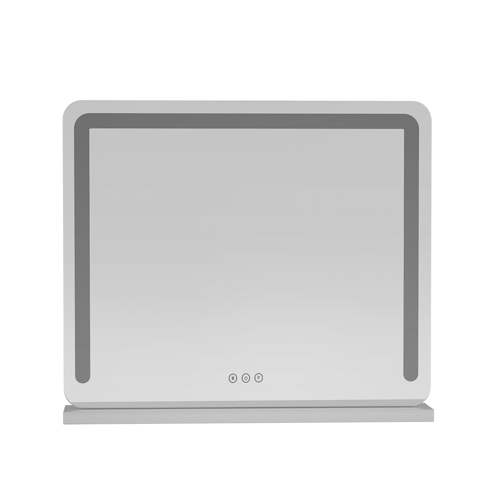 Makeup Mirror 60x50cm Hollywood Vanity with LED Light Tabletop White