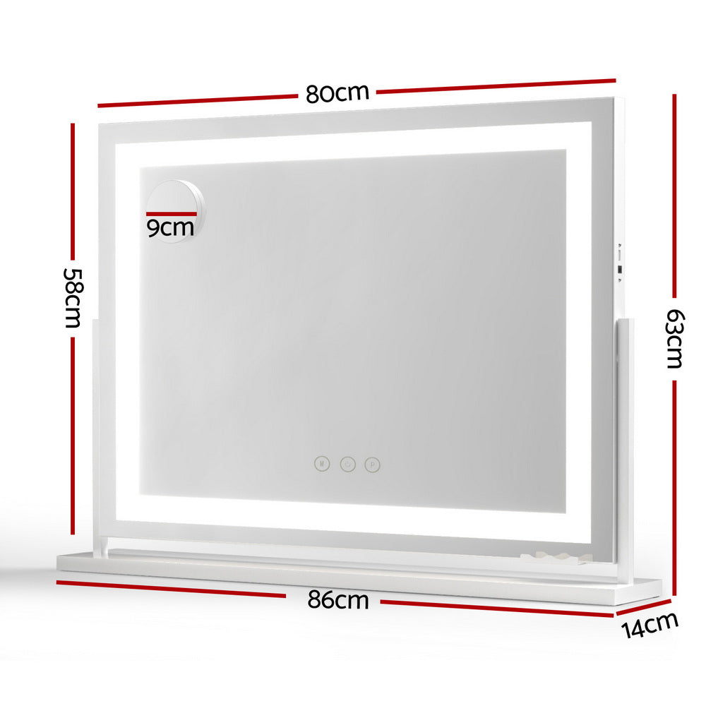 Makeup Mirror 80x58cm 360~ Rotatable Vanity Mirror with Lights Bright Light Strip Adjustable