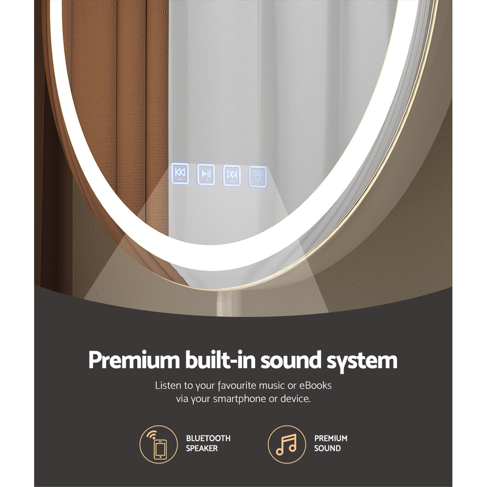 Makeup Mirror 40x40cm Hollywood Vanity with LED Light Tabletop Round