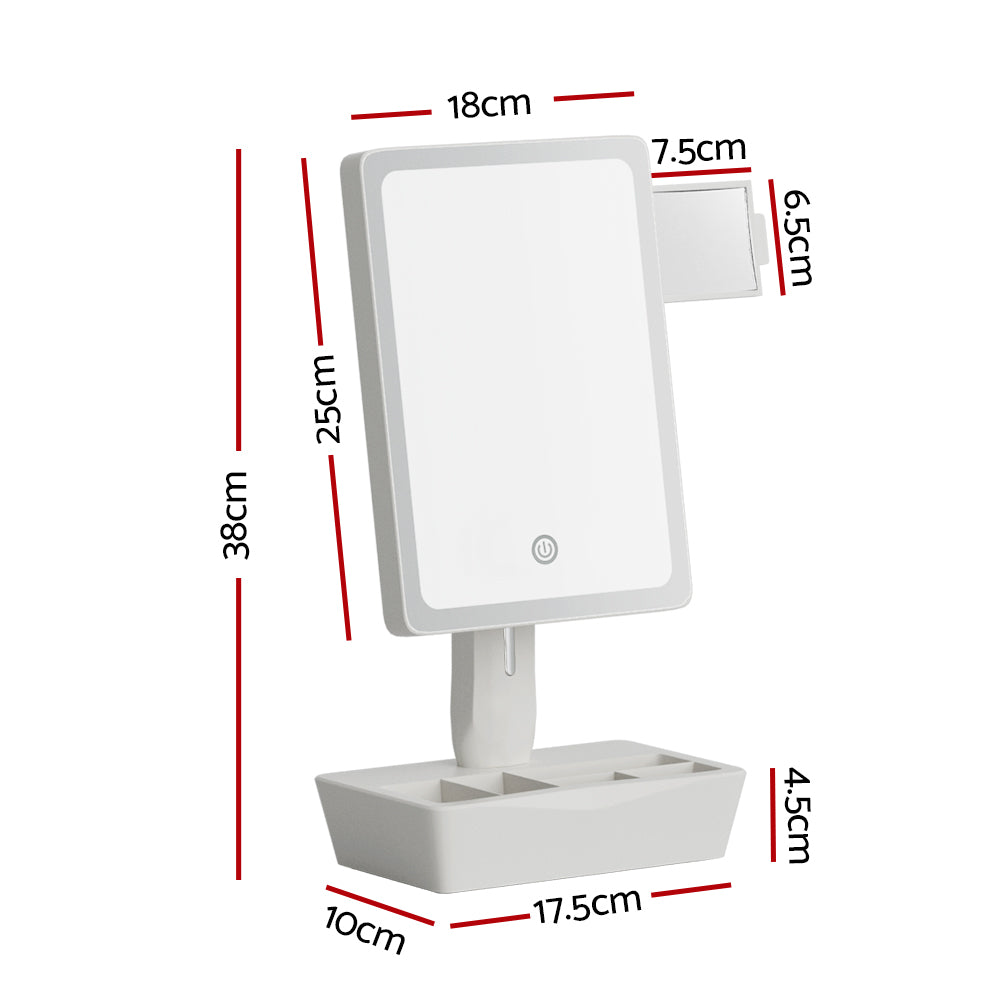 Makeup Mirror 10X Magnifying with LED light Storage Cosmetic Mirror