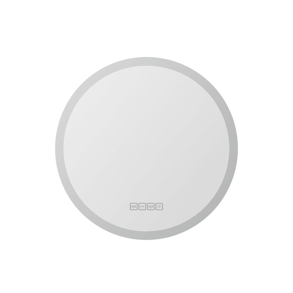 Bluetooth LED Wall Mirror With Light 50CM Bathroom Decor Round Mirrors