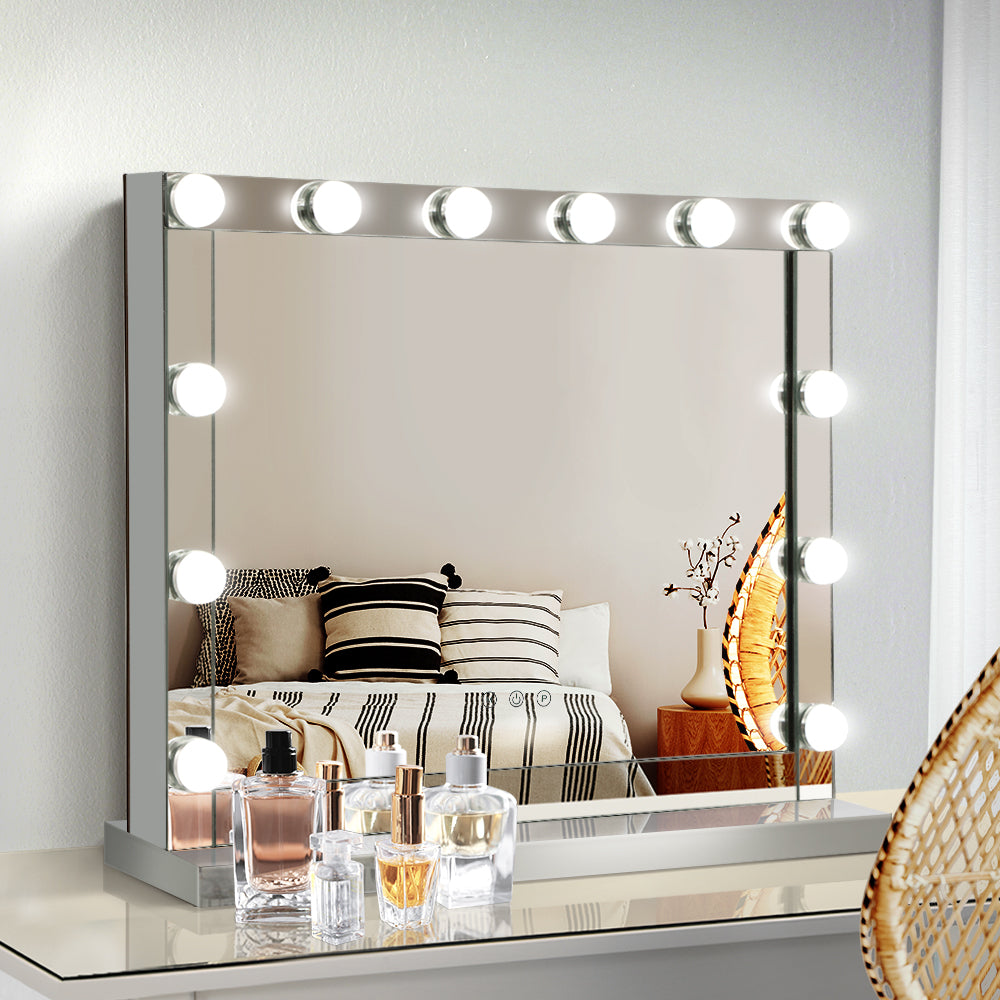 Makeup Mirror Hollywood with Light Frame Vanity Dimmable Wall 12 LED