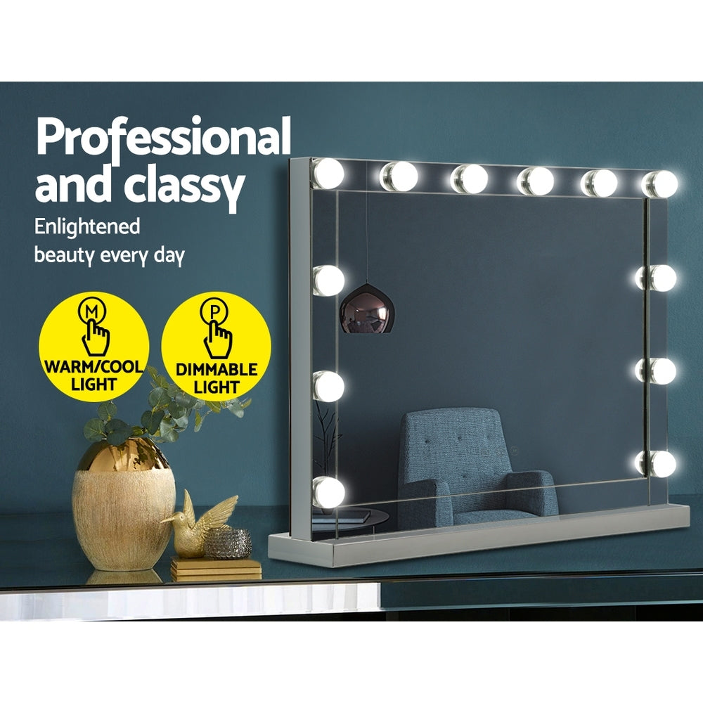Makeup Mirror Hollywood with Light Frame Vanity Dimmable Wall 12 LED