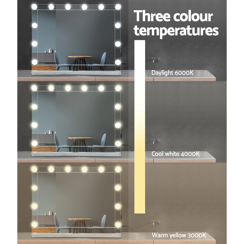 Makeup Mirror Hollywood with Light Frame Vanity Dimmable Wall 12 LED