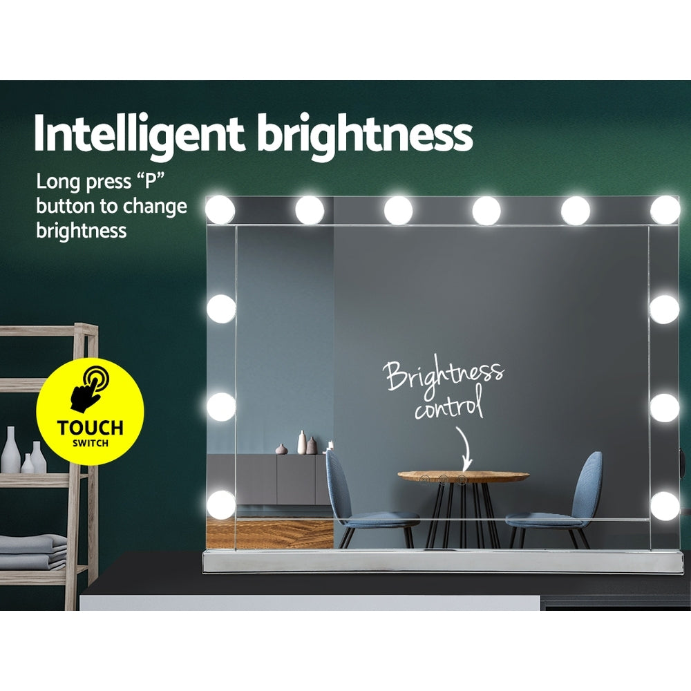 Makeup Mirror Hollywood with Light Frame Vanity Dimmable Wall 12 LED