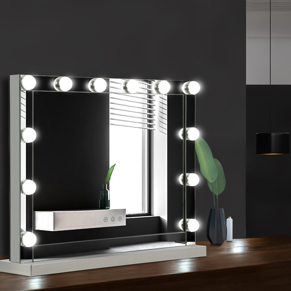 Makeup Mirror Hollywood with Light Frame Vanity Dimmable Wall 12 LED