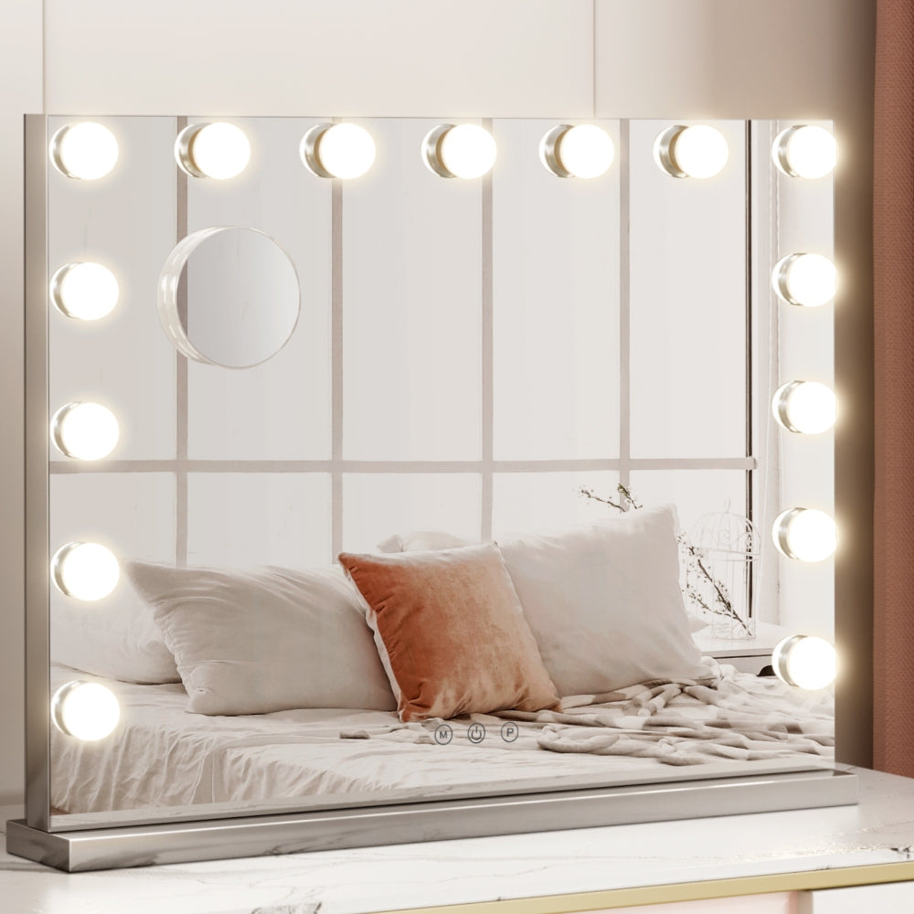 Makeup Mirror 58x46cm Hollywood Vanity with LED Light Tabletop Wall
