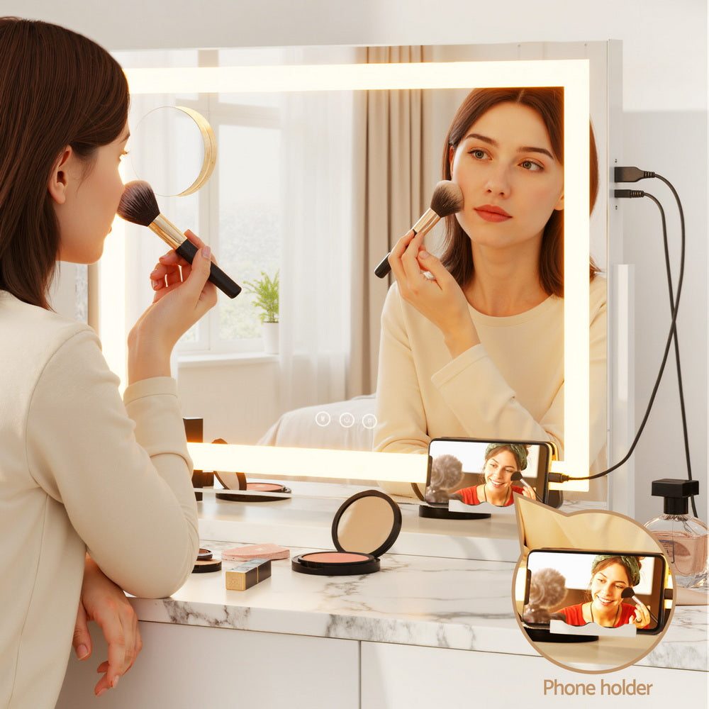 Makeup Mirror 58x46cm 360~ Rotatable Vanity Mirror with Lights Bright Light Strip Adjustable