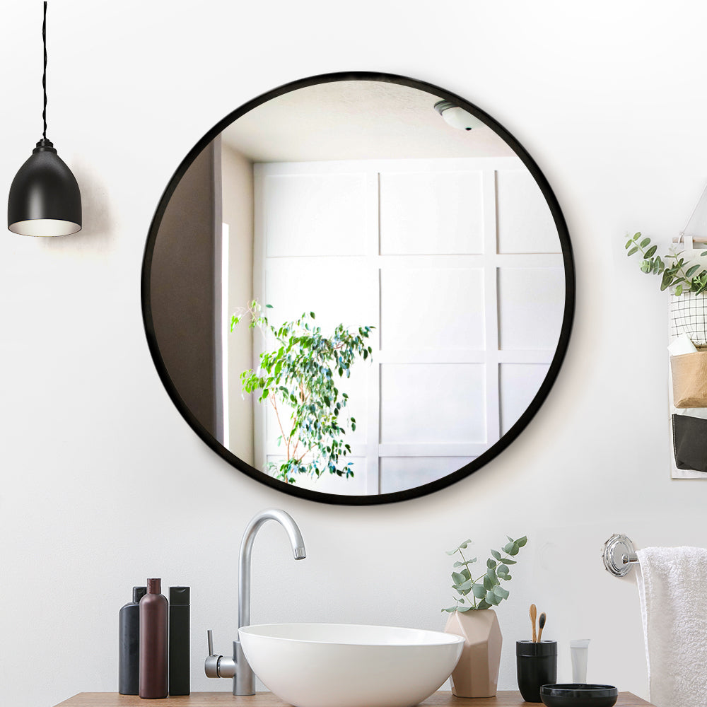 Wall Mirror Makeup 70cm Home Decor Framed Mirrors Bathroom Round Black