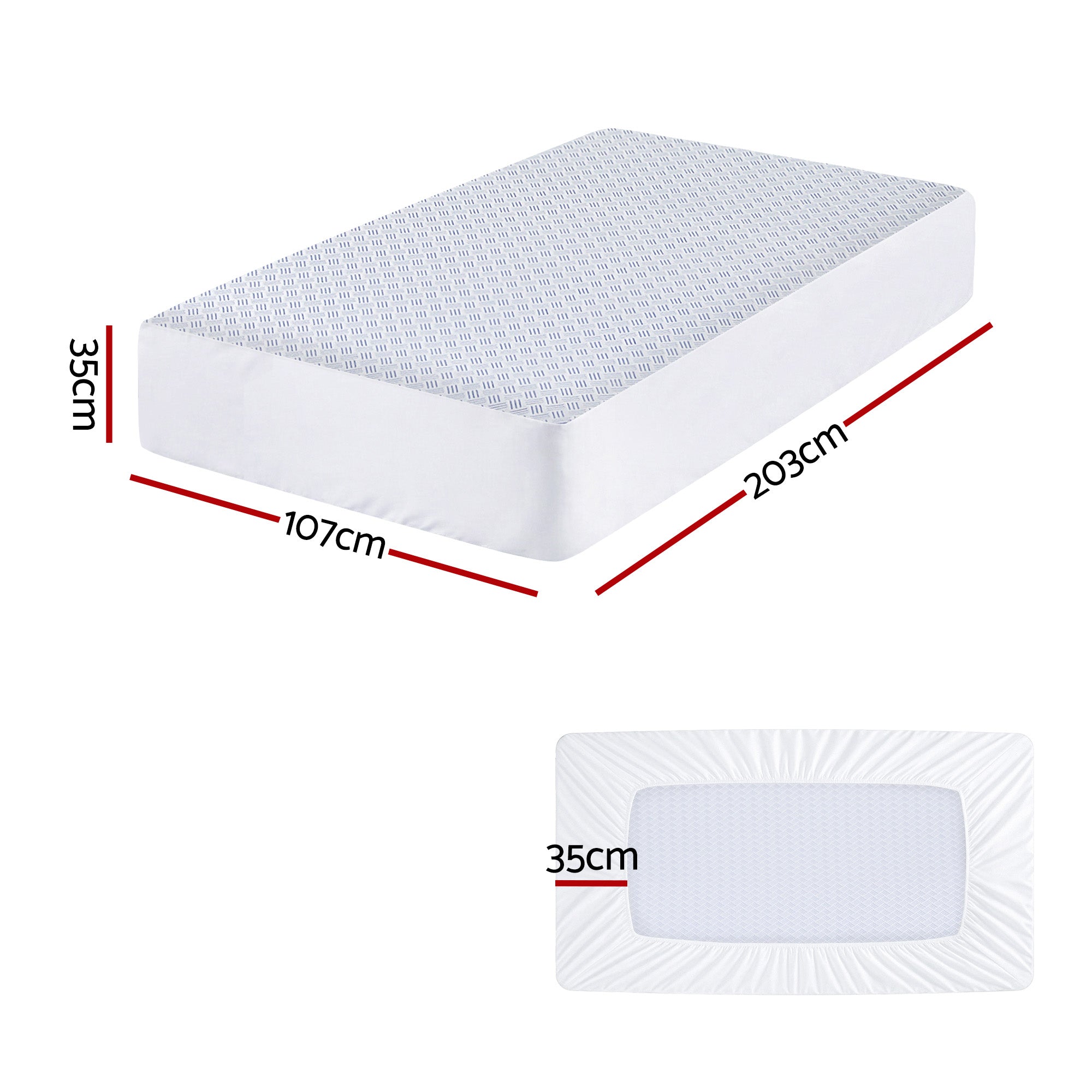 Cooling Mattress Protector Waterproof Deep Pocket Fitted Cover King Single