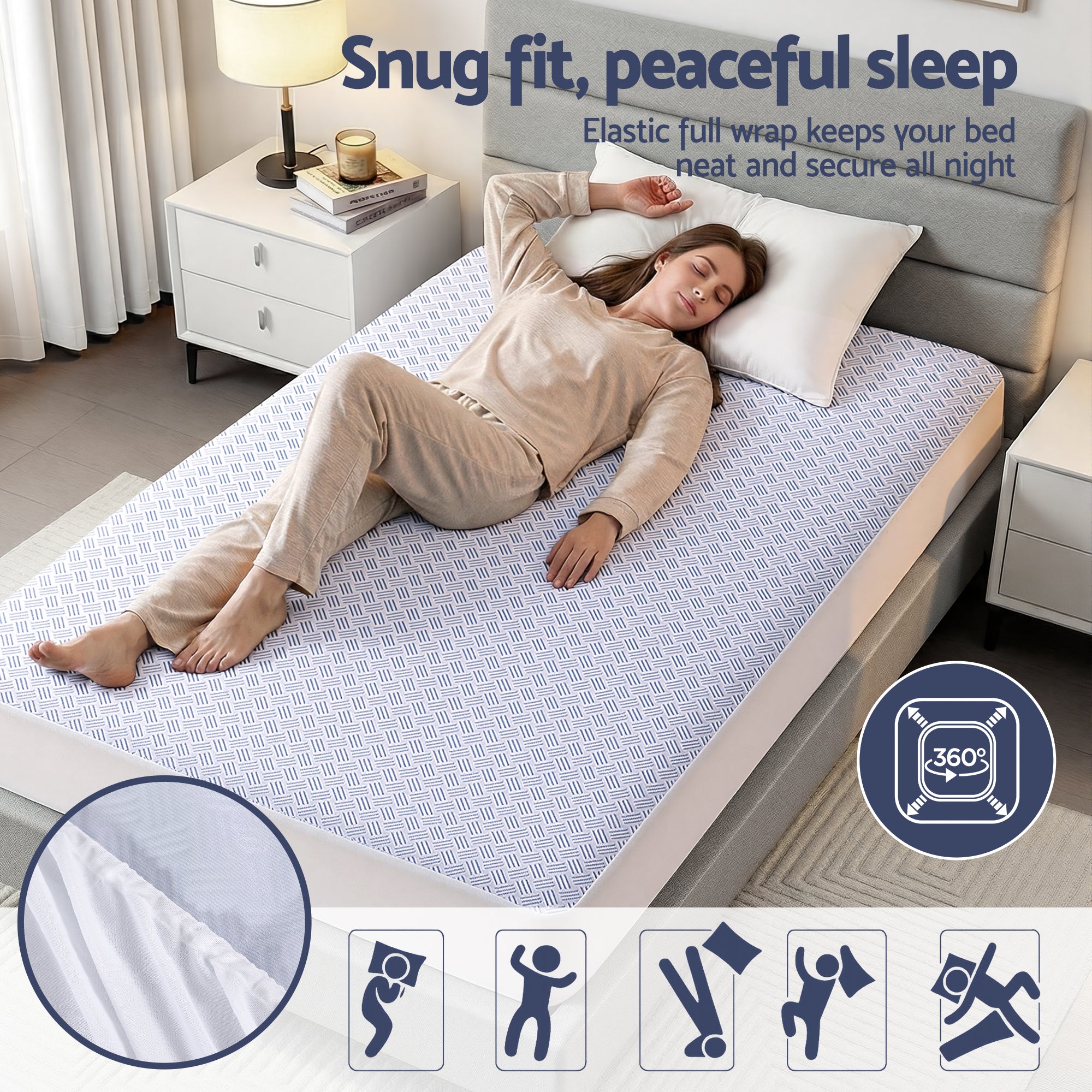 Cooling Mattress Protector Waterproof Deep Pocket Fitted Cover King Single