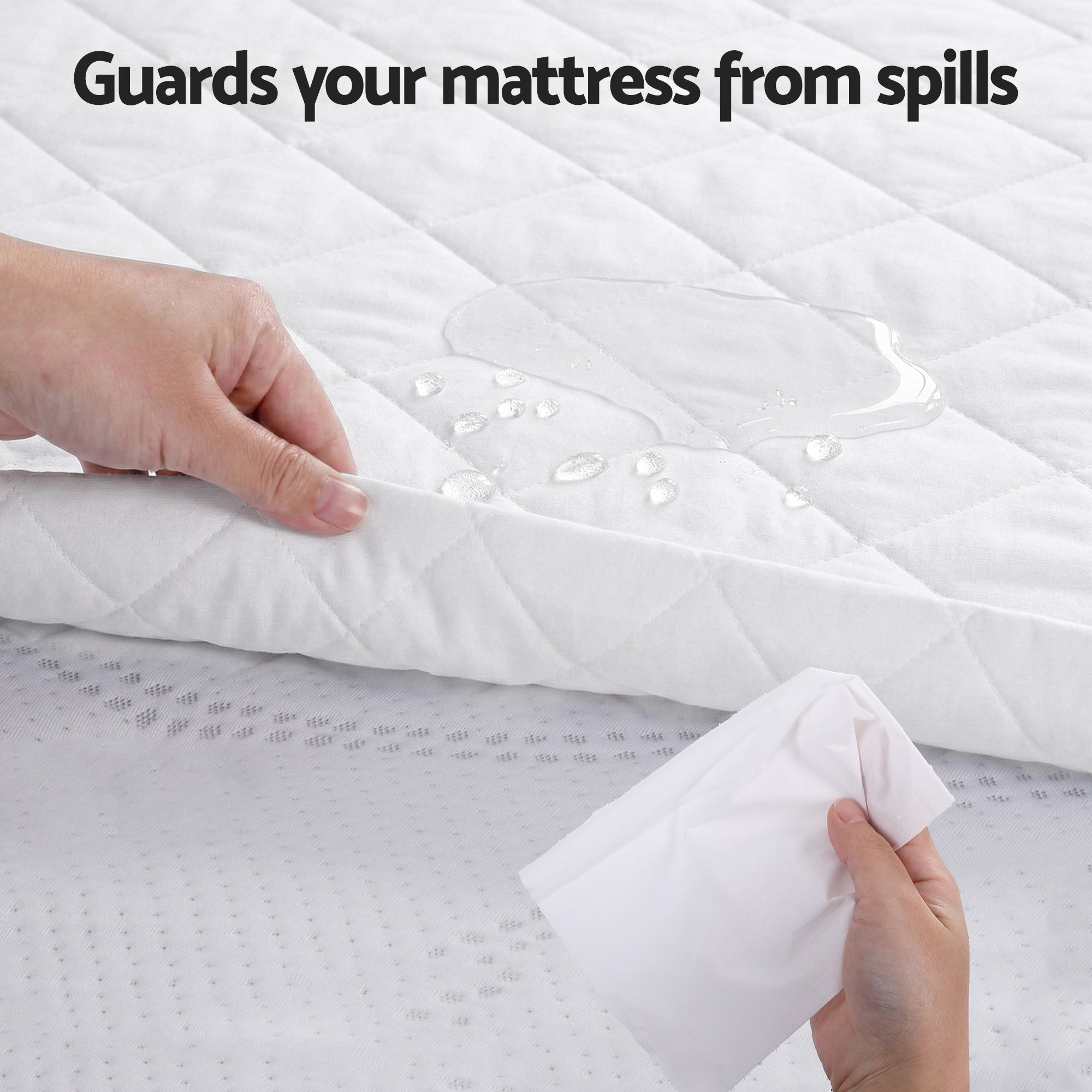 Waterproof Mattress Protector 100% Cotton Quilted Fitted Cover Double
