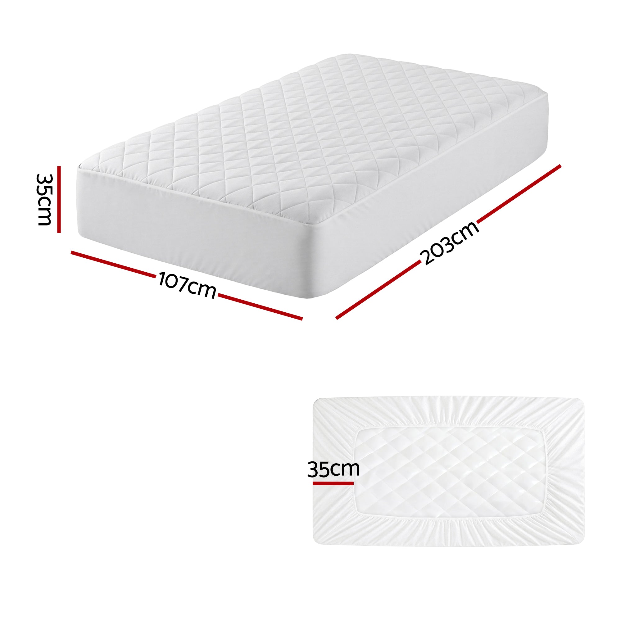 Waterproof Mattress Protector 100% Cotton Quilted Fitted Cover King Single