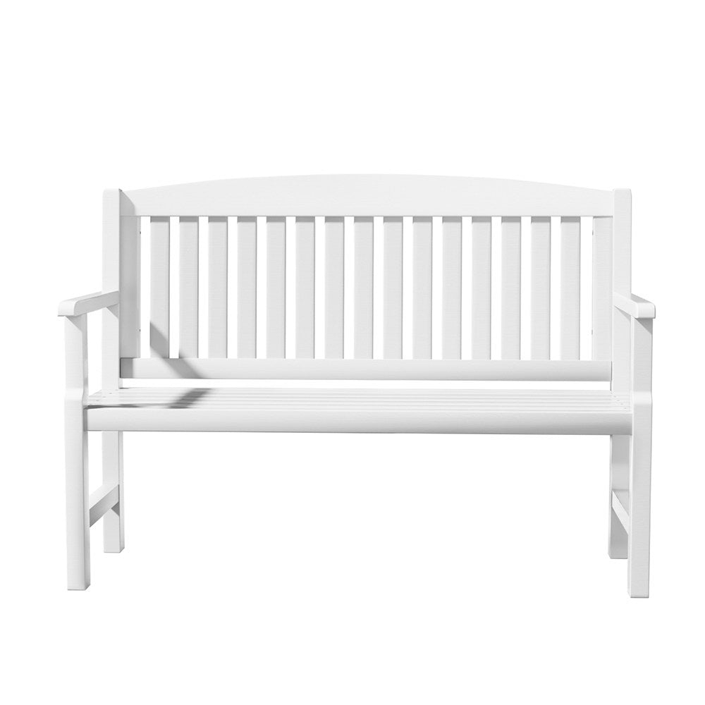 Outdoor Garden Bench Wooden 2 Seater Lounge Chair Patio Furniture White