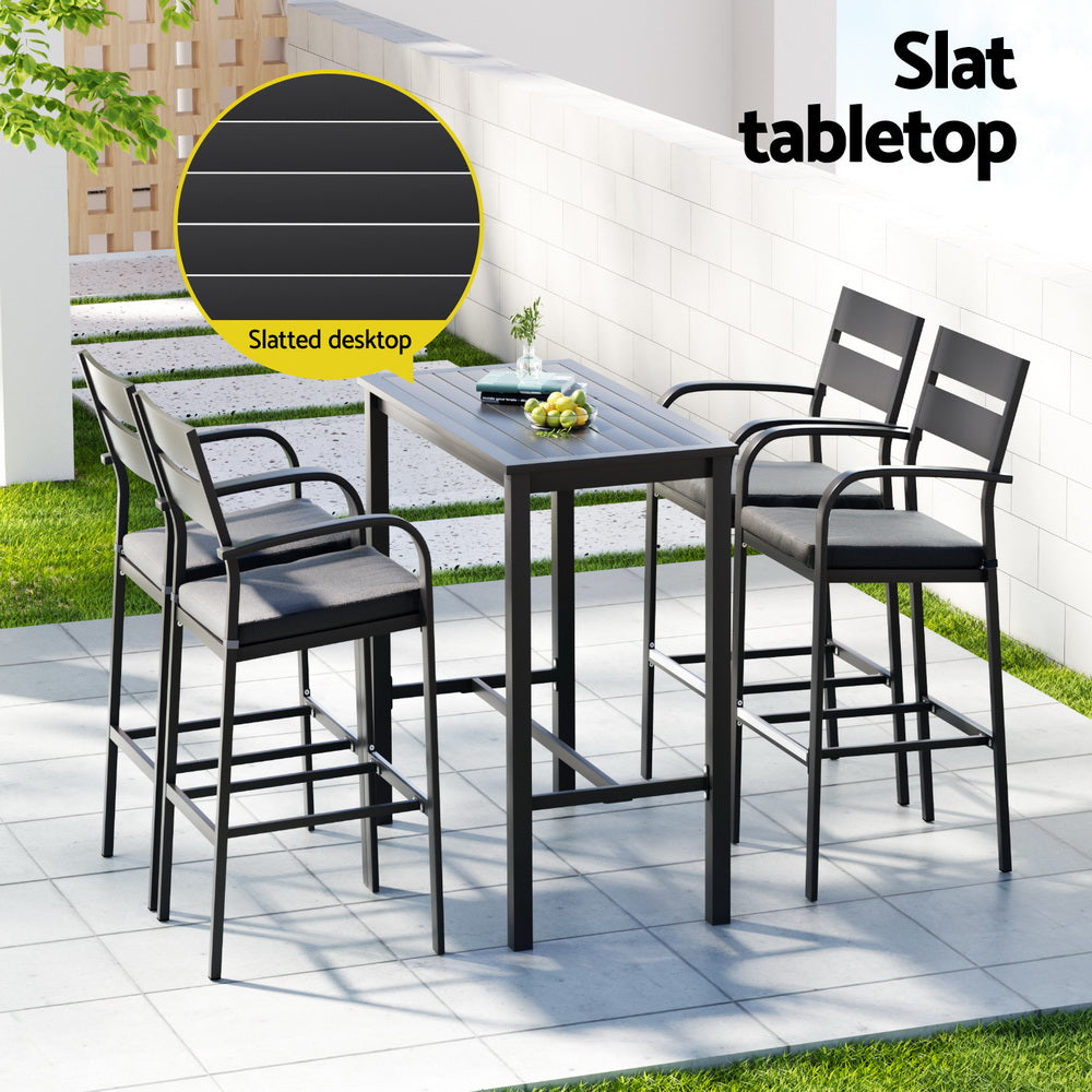 5 Piece Aluminium Outdoor Bar Set - Dark Grey