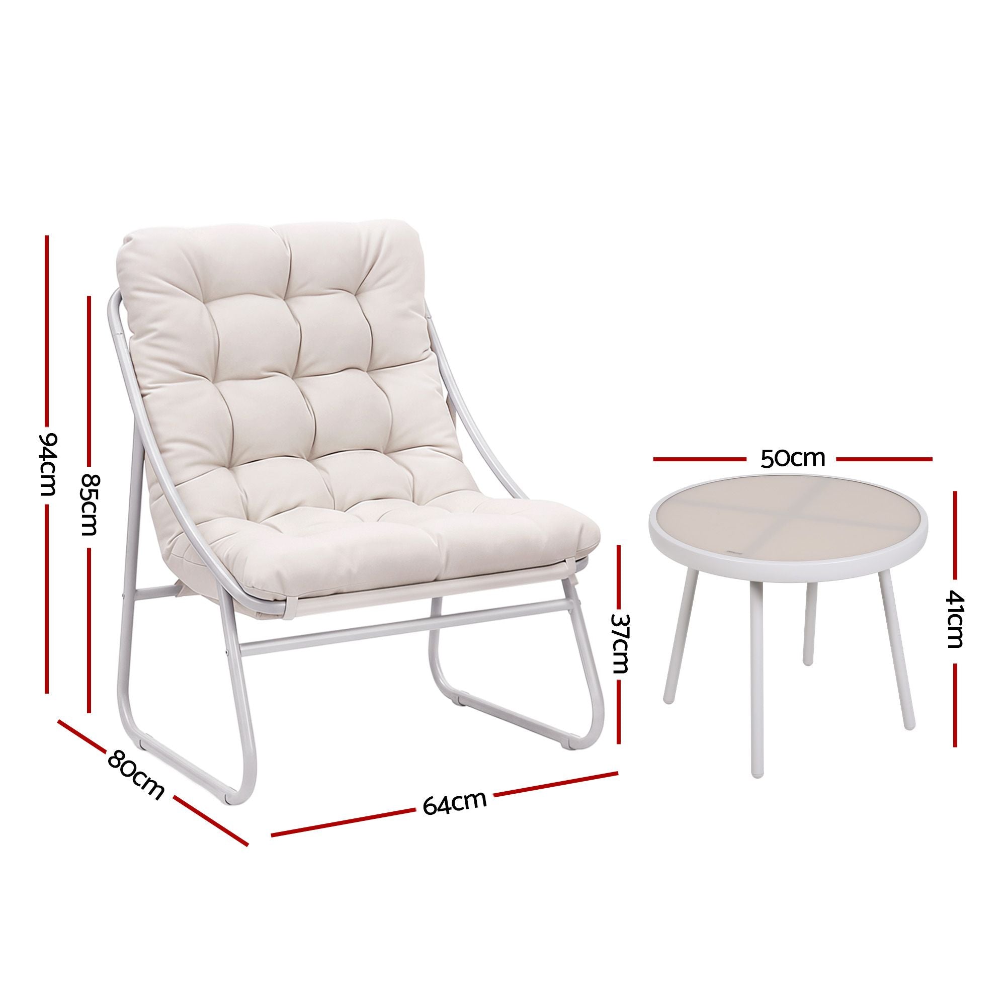 3PC Outdoor Steel Bistro Set with Table and Chairs - Khaki