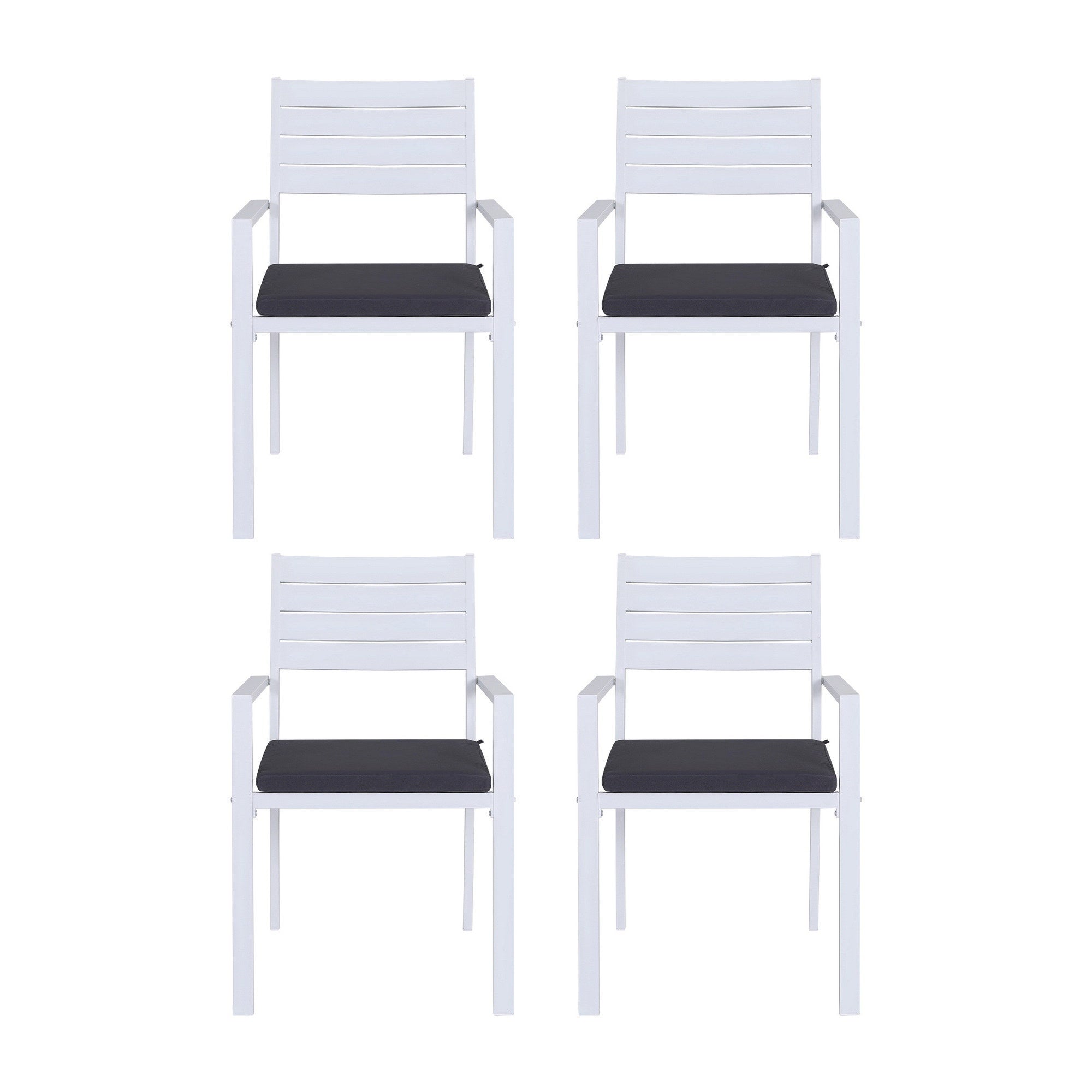 4PC Outdoor Dining Chairs Stackable Aluminum Lounge Chair Patio Furniture