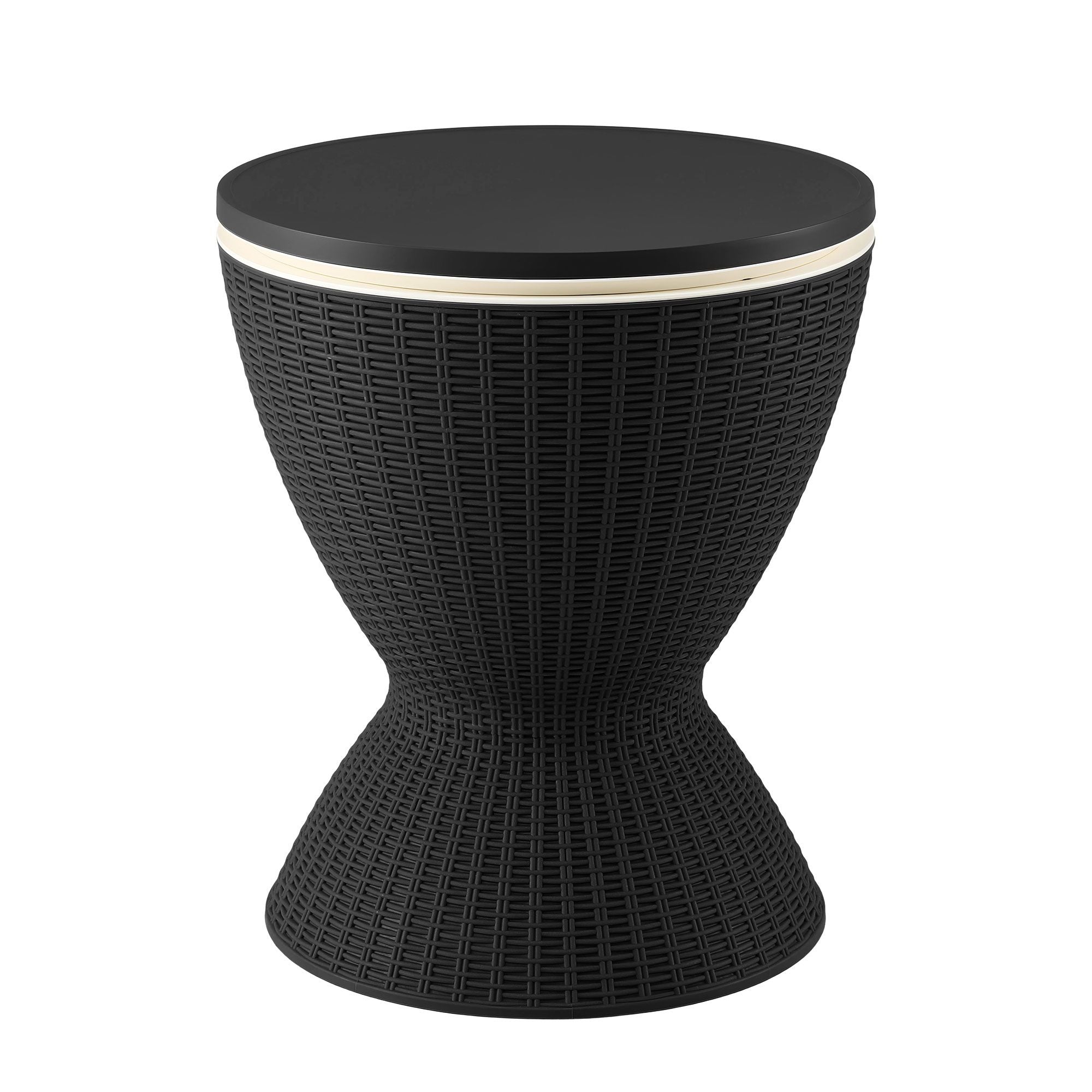 Portable Outdoor Bar Table with 30L Ice Bucket Cooler and Adjustable Top - Black