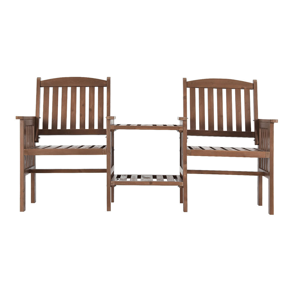 Outdoor Garden Bench Loveseat Wooden Table Chairs Patio Furniture Brown