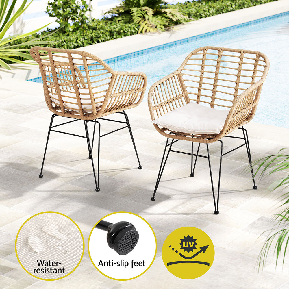 3PC Outdoor Furniture Bistro Set Lounge Setting Table Chairs Cushion Patio Grey with water-resistant cushions and anti-slip feet