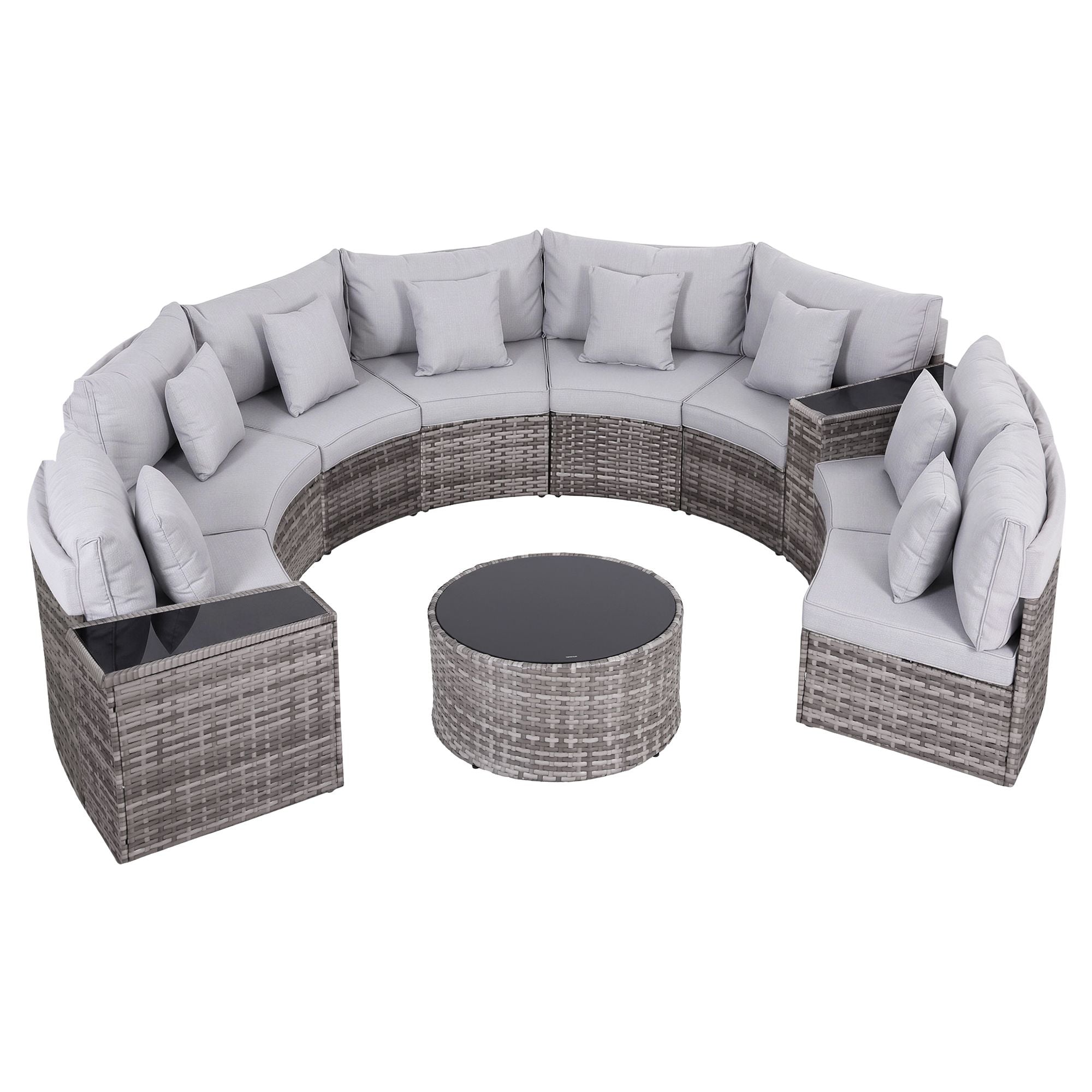 8 Seater Outdoor Sofa Set 11PCS Table Chair Set Garden Rattan Furniture