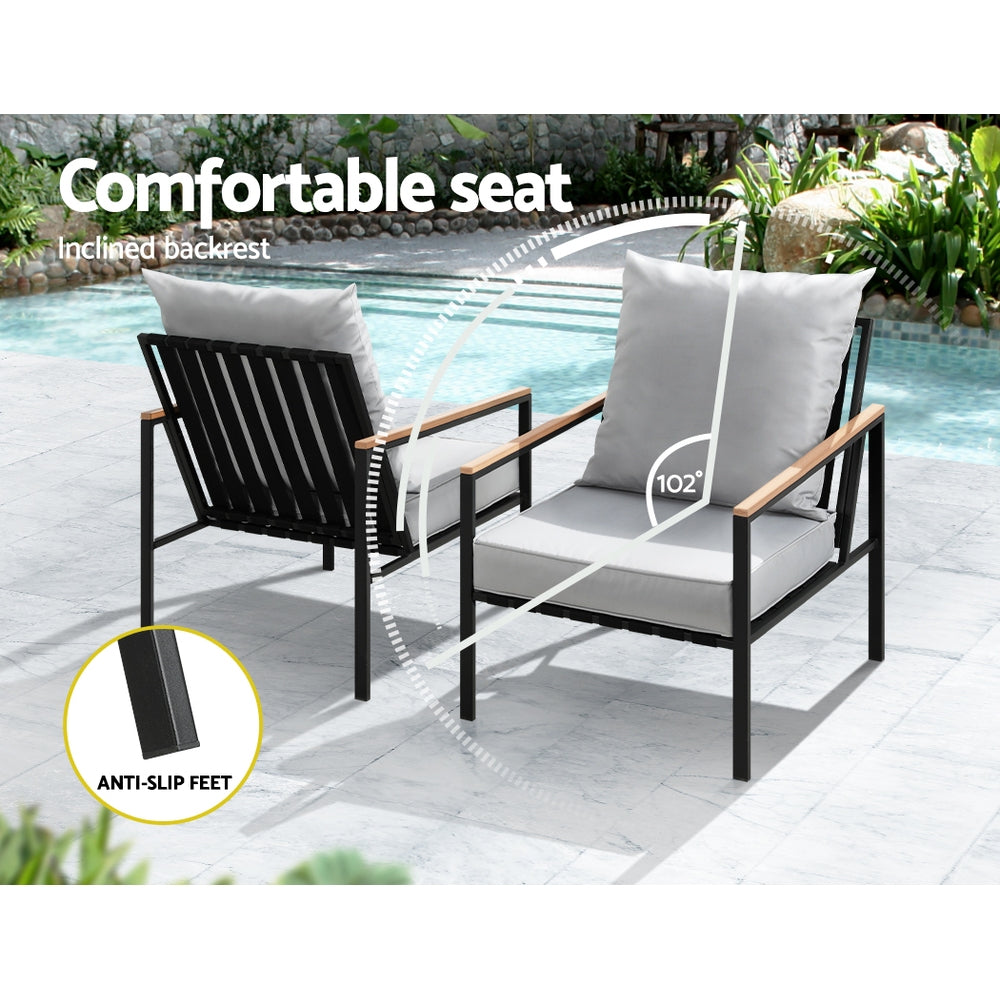 3PC Outdoor Furniture Bistro Set Lounge Setting Chairs Table Patio Black
