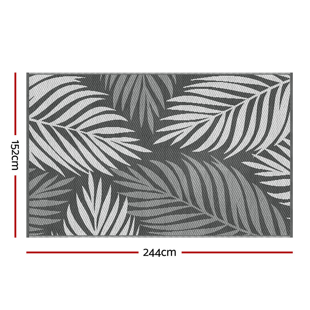 Outdoor Rugs 152x244cm Large Carpet Reversible Area Mat PP Dual-Sided Patio Rug Leaf