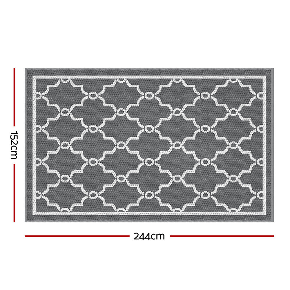 Outdoor Rugs 152x244cm Large Carpet Reversible Area Mat PP Dual-Sided Patio Rug Maroc