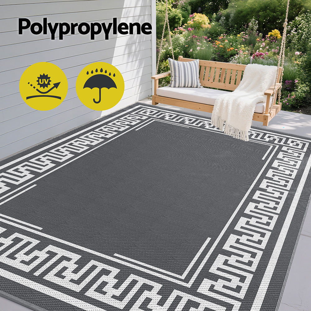 Outdoor Rugs 274x366cm Large Carpet Reversible Area Mat PP Dual-Sided Patio Rug Greek Key