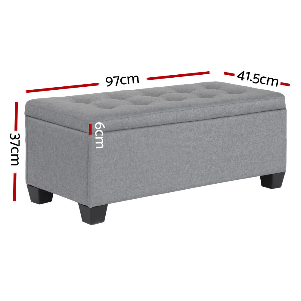 Large Fabric Storage Ottoman - Grey