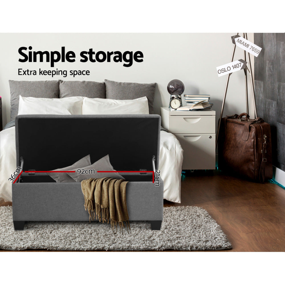 Large Fabric Storage Ottoman - Grey