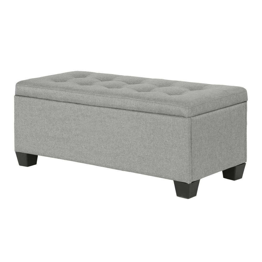 Large Fabric Storage Ottoman - Light Grey