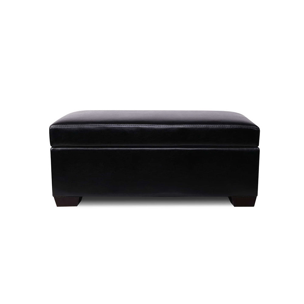 PU Leather Storage Ottoman - Black