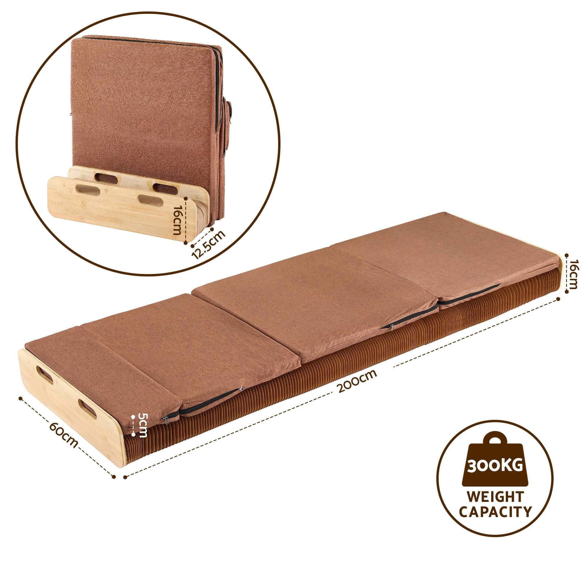 Folding Kraft Paper Bed Frame with Mattress and Pillow 300kg Capacity 200x60cm